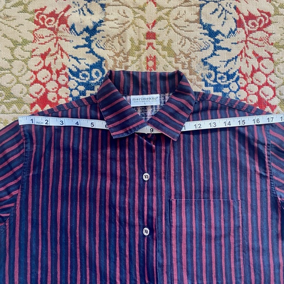 Marimekko Jokapoika Shirt Suomi Finland Cotton Striped Unisex Size Large L - Picture 5 of 13